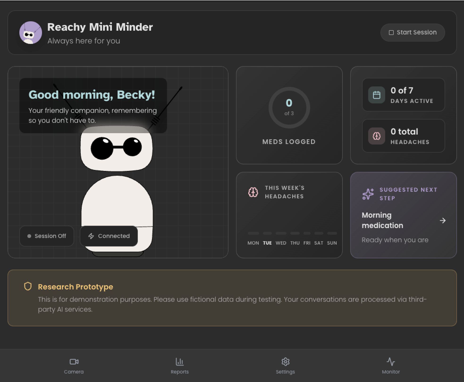 Reachy Mini Minder dashboard interface