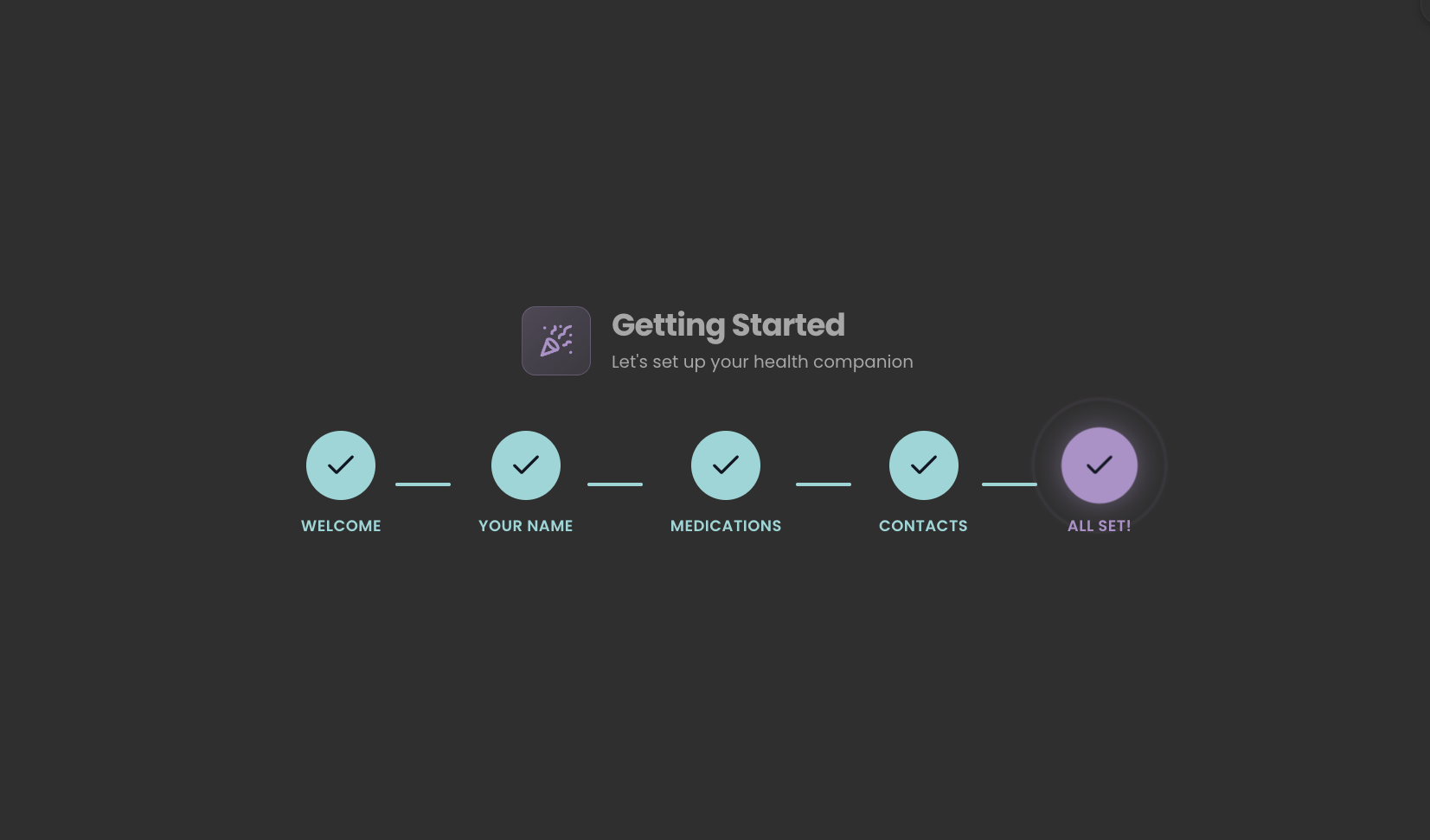 Total Occlusion in action – onboarding complete screen with fully opaque backdrop, eliminating visual distraction